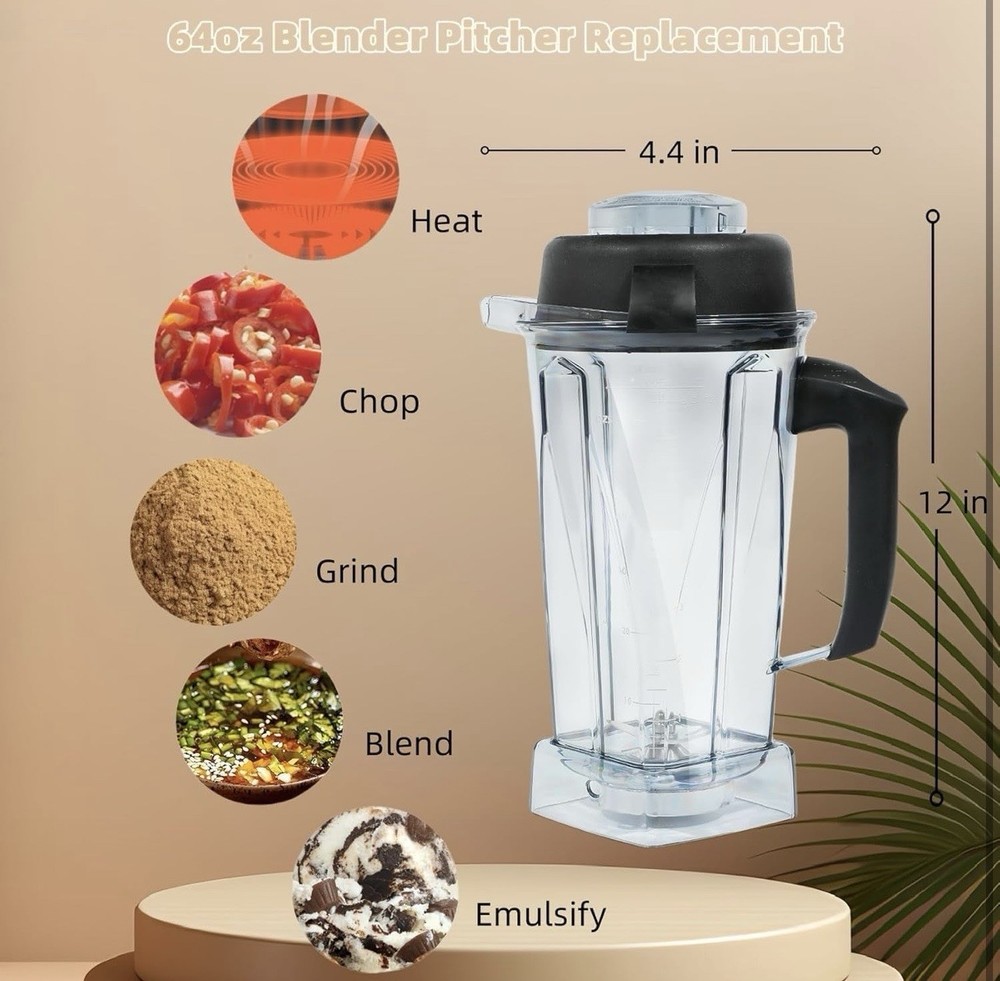 VMIX REPLACEMENT PITCHER 64Oz, Compatible with 20+ MODELS - SEE DISCRIPTION