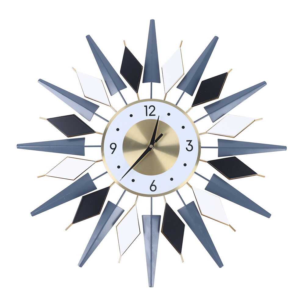 Large Mid Century Modern Starburst Metal Wall Clock 60x60cm