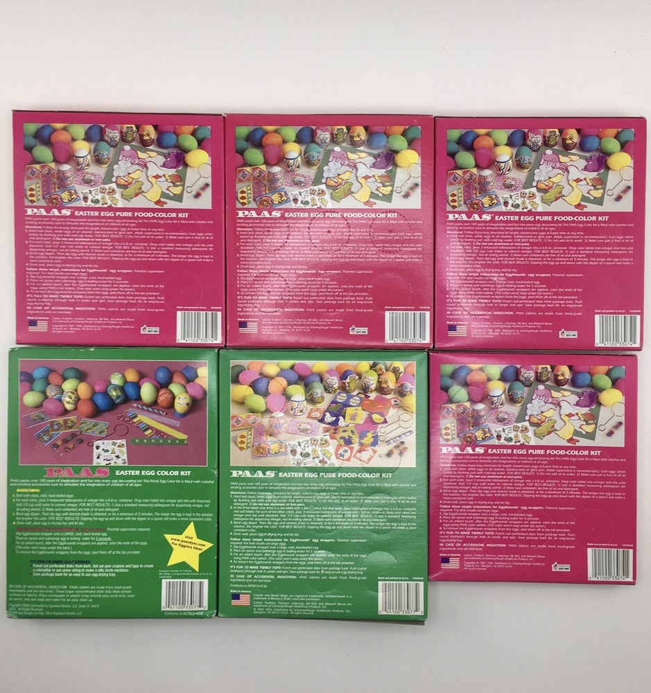 6 New PASS Easter Egg Dying Coloring Kits Craft Basket Hunt