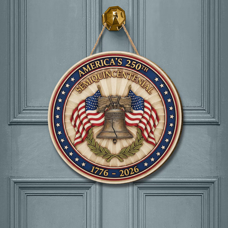 Americas 250th Anniversary Wall Sign with Rope