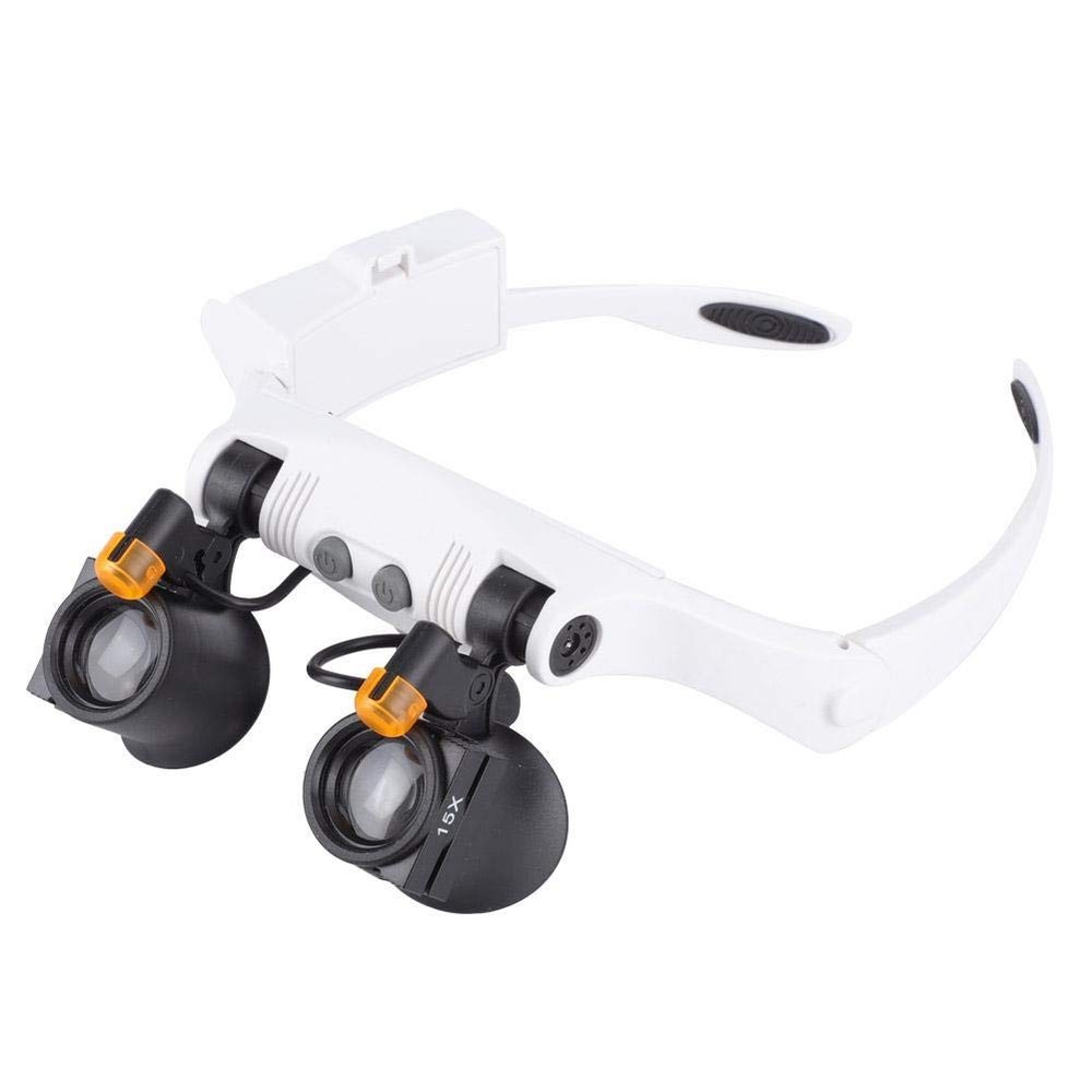 21 Combination Lighted Headband Magnifier Illuminated Magnifying Double Eyes ...