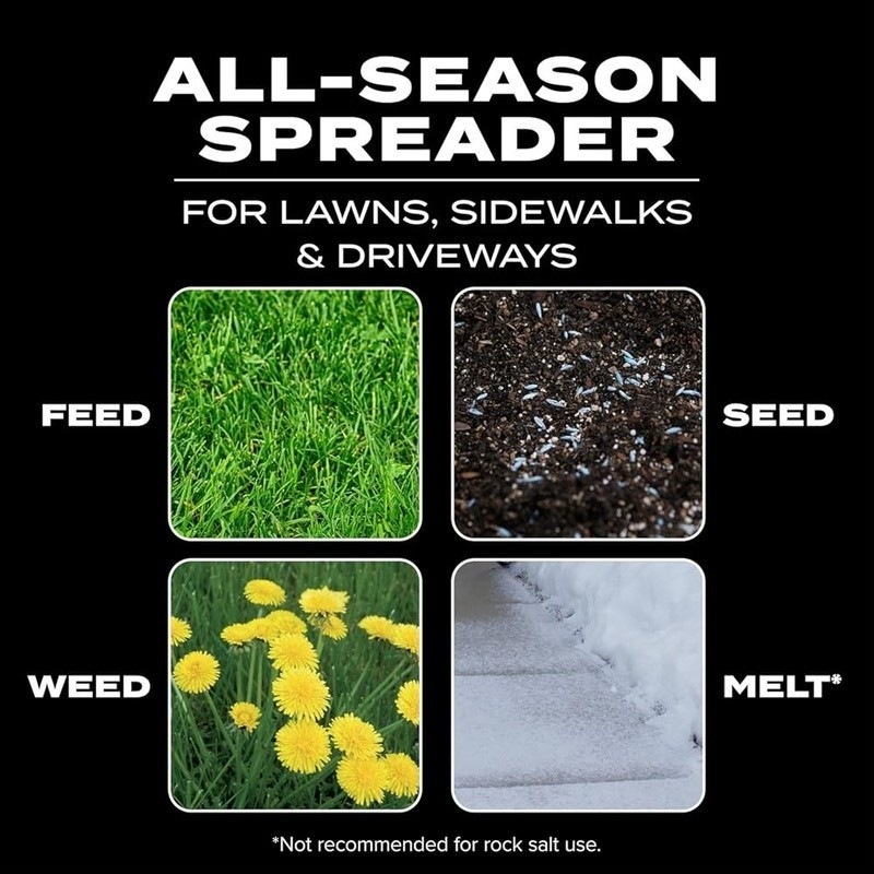 Turf Builder Lawn Spreader EdgeGuard Technology Grass Seed Fertilizer Ice Melt