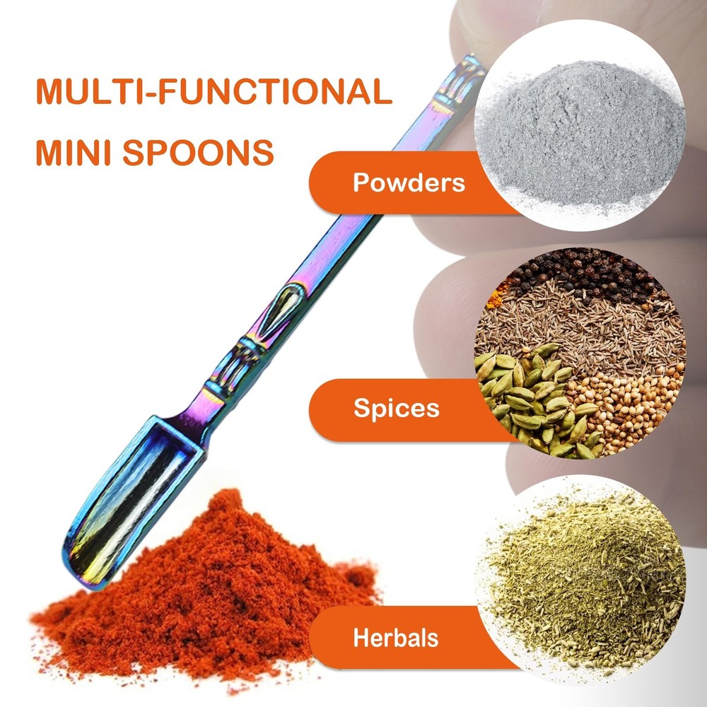 6-Pack Mini Metal Spoons Tiny 3" Shovel Medicine Spice DIY Charms Multicolor