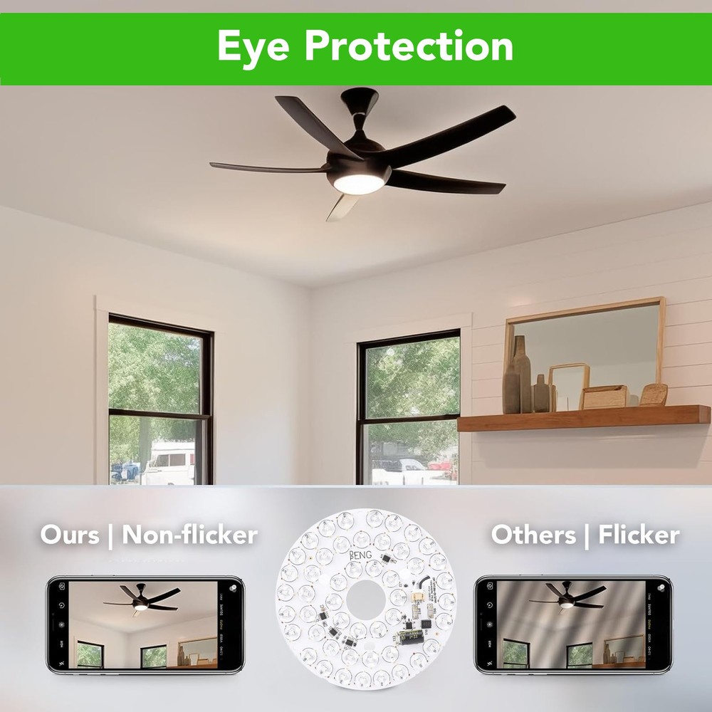 JY LED Ceiling Fan Light Board 3 Color Temperatures Dimmable Memory Function