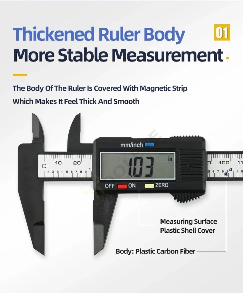 Digital Caliper Electronic Plastic Calipers Vernier Measuring Tools with LED