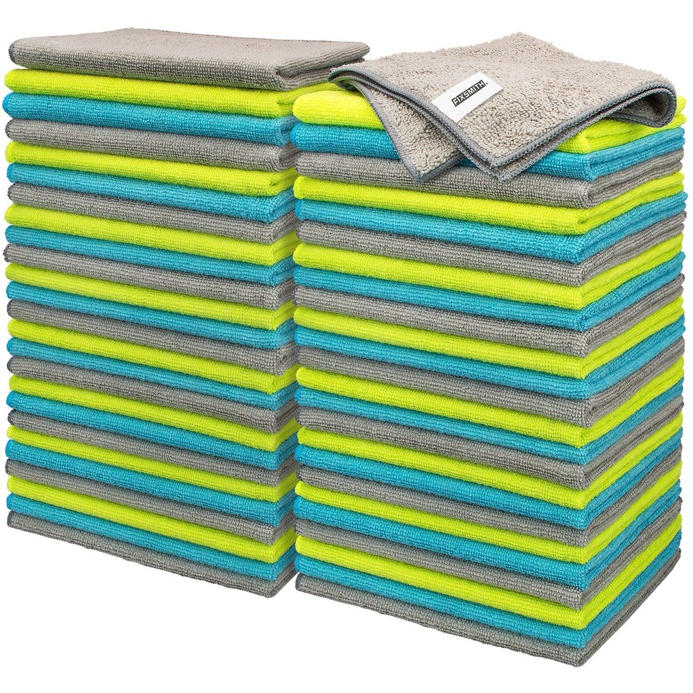 FIXSMITH Microfiber Cleaning Cloth-Pack of 50, Multi-Functional Towels, Size: