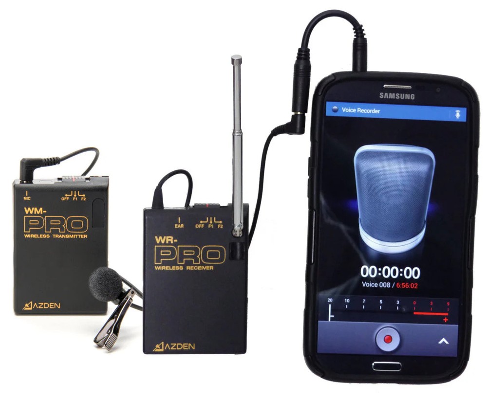 AZDEN WLX-PRO+i Wireless Mono Lavalier Microphone Kit with iPhone & Android Phon