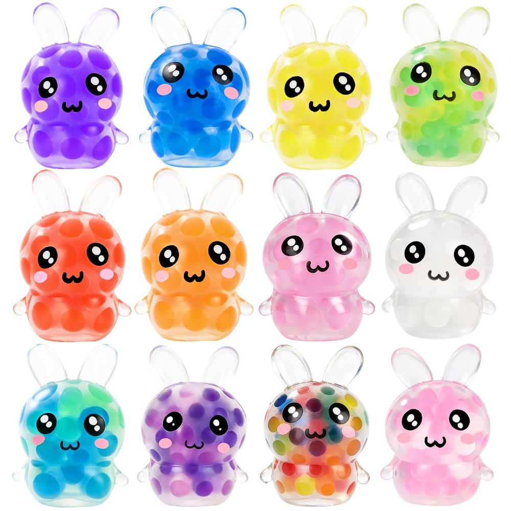 Easter Egg Fillers – 12 Pcs Mini Bunny Squishy Balls, NonCandy Easter Basket ...