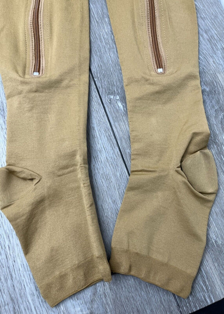 Silver Steps EZ Zip Open Toe Compression Socks 20-30mmHg, Beige Size M