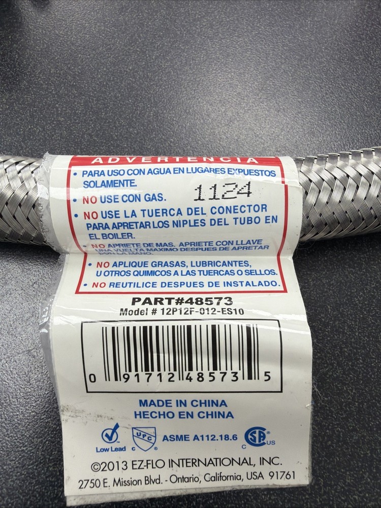 Eastman 48573 12" Steel-Flex Water Heater Connector, 3/4" FIP Swivel x 3/4"