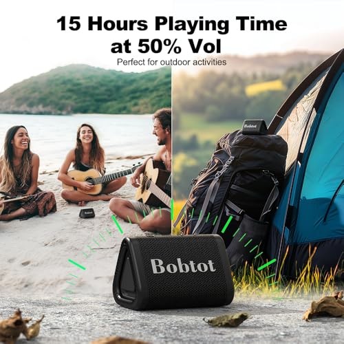 Portable Bluetooth Speaker Wireless, IPX7 Small Shower Speaker Black