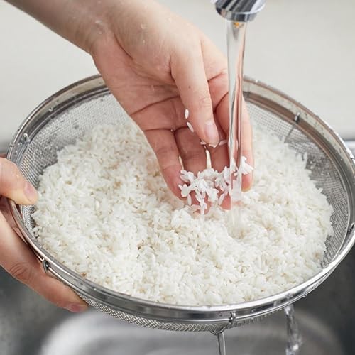 Fine Mesh Strainer for Kitchen, Stainless Steel Colander Φ：9.84 inch Flat Shape