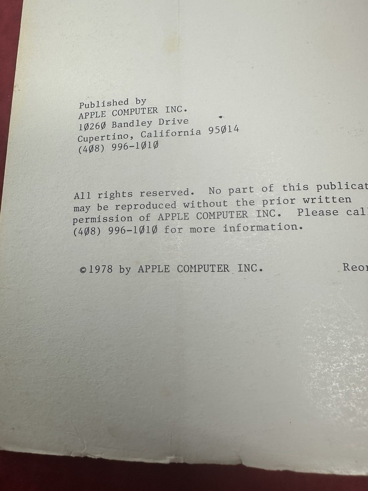 Applesoft II Basic Programming Reference Manual VTG 1978 w/ Foldout Spiral Book