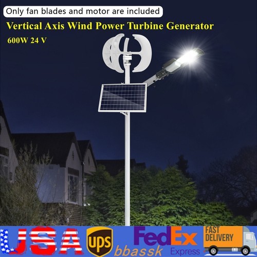 600W 24V Vertical Axis Wind Power Turbine Generator Controller Home Windmill