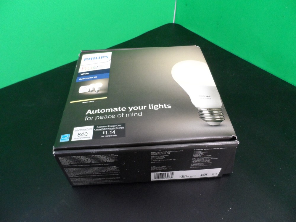 Philips Hue White A19 60W LED Bulbs 2 Pack Starter Kit+HUB.