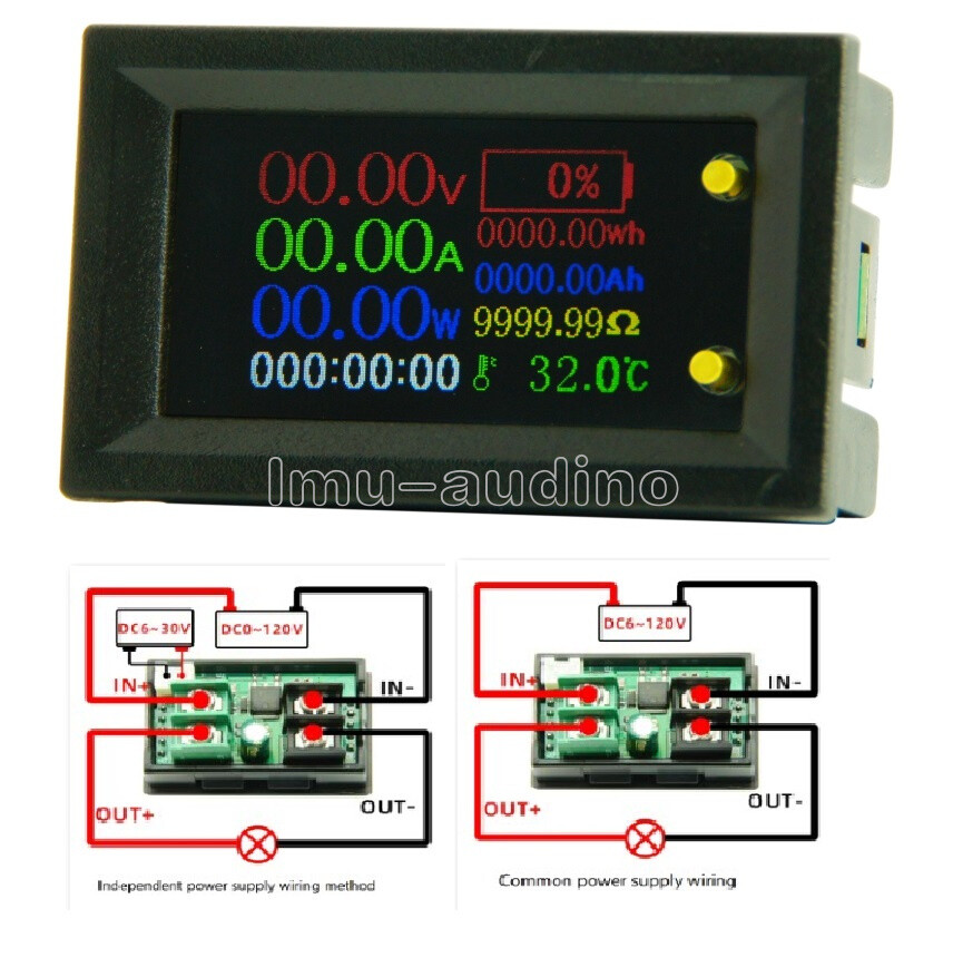 DC 7-200V 20A 1.14" HD IPS LCD Screen 8-in-1 Multi-function Power Voltage Meter