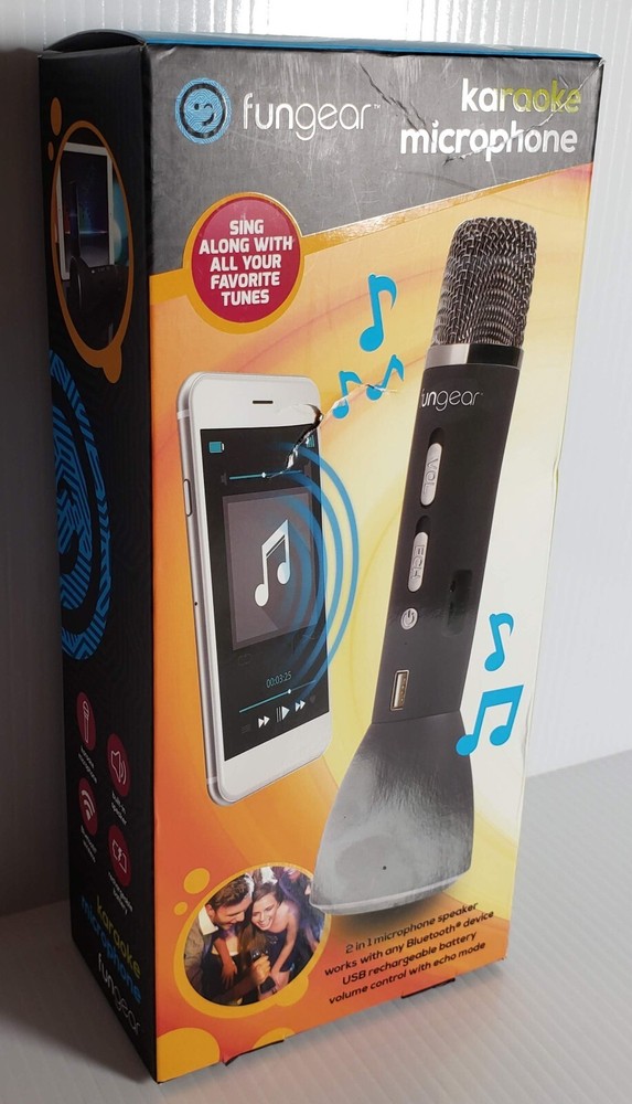 FunGear Karaoke Microphone Bluetooth 2 in 1 Mic & Speaker USB Rechargeable ECHO