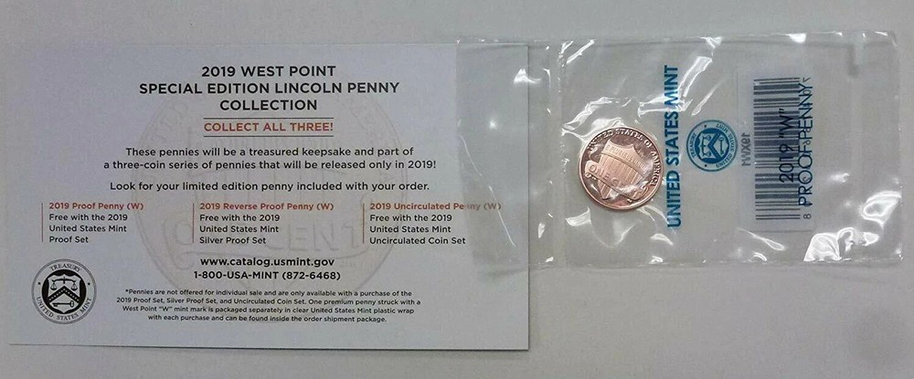2019W LINCOLN PENNY CENT WEST POINT PROOF COA SEALED MINT PACKAGED