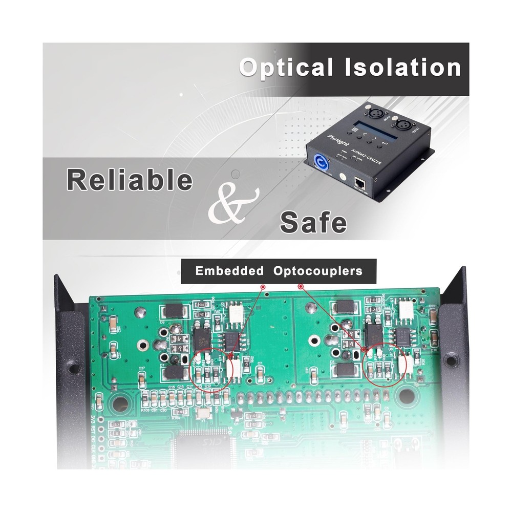 ArtNet DMX 1024 Ethernet Lighting Controller Interface，2 Universe/Truss M