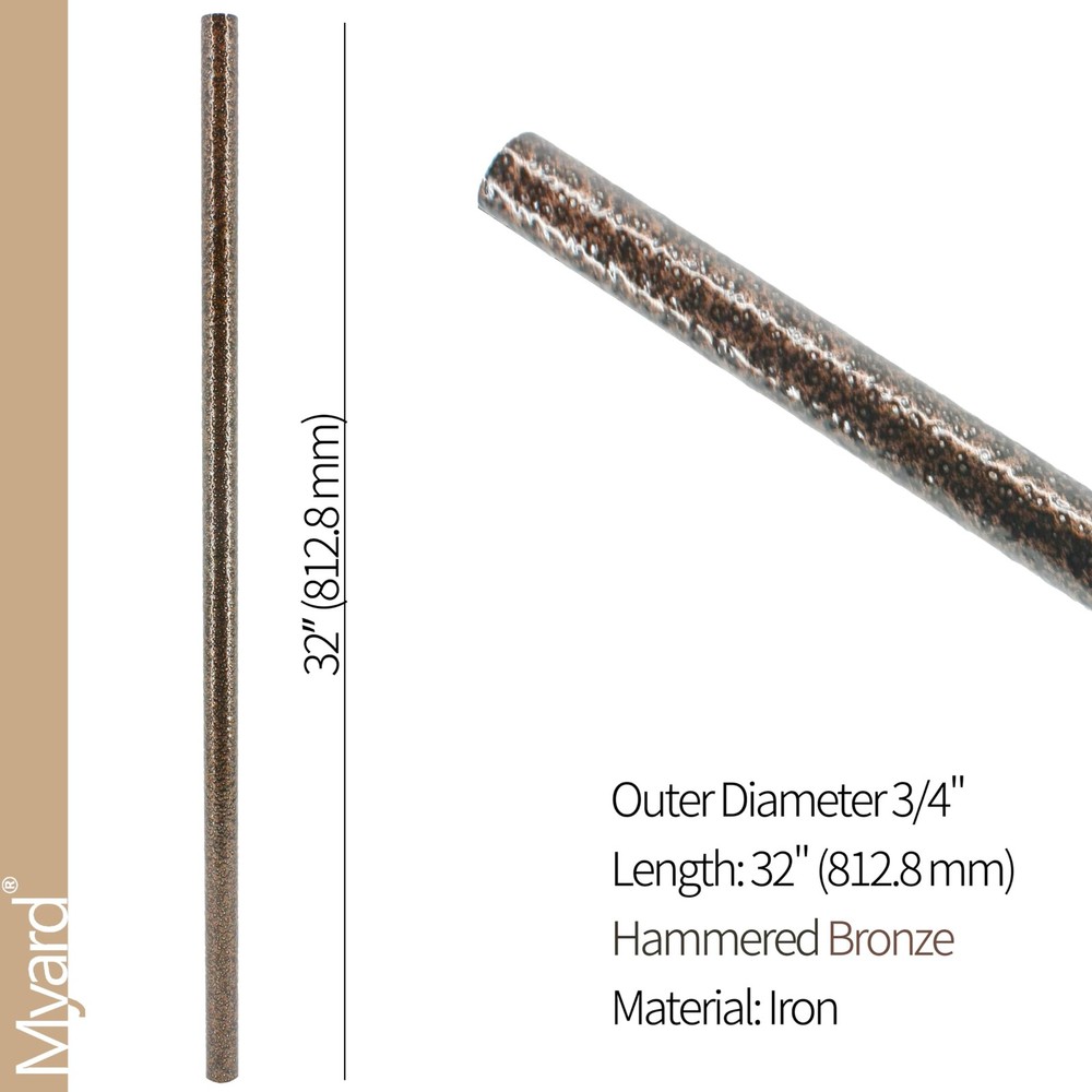 Myard 32" Classic Hollow Round Iron Deck Balusters for Railing (25-Pack)