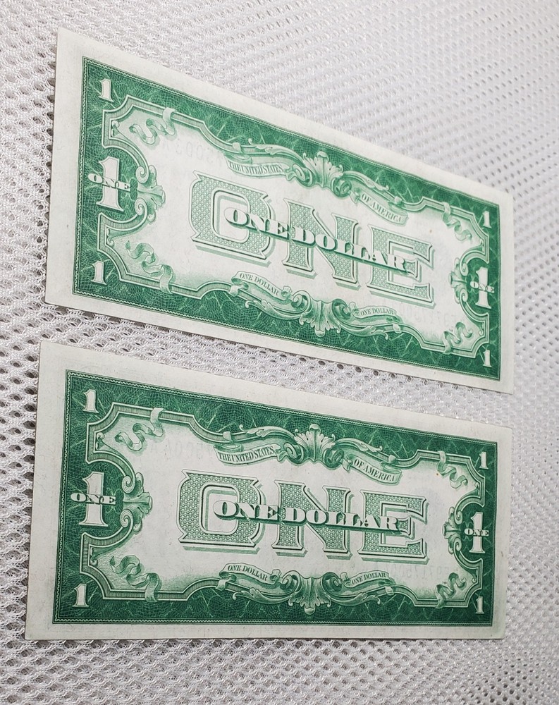 1928 $1 Silver Certificate Funny Back Consecutive Set Plain Series AU+/UNC Nice