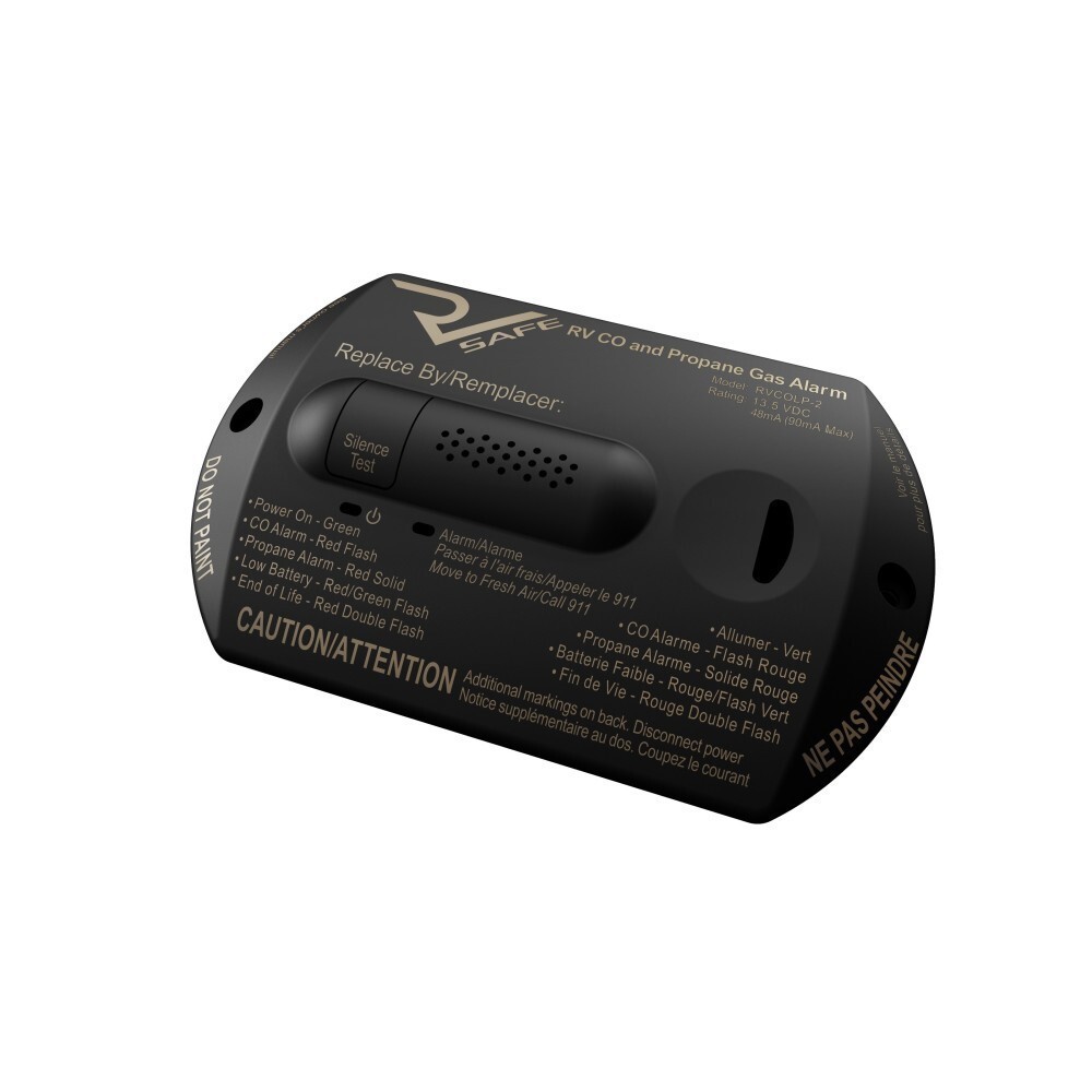 RVSafe RVCOLP-2B Surface Mount Dual CO2 and Propane Gas Alarm for RVs - Black