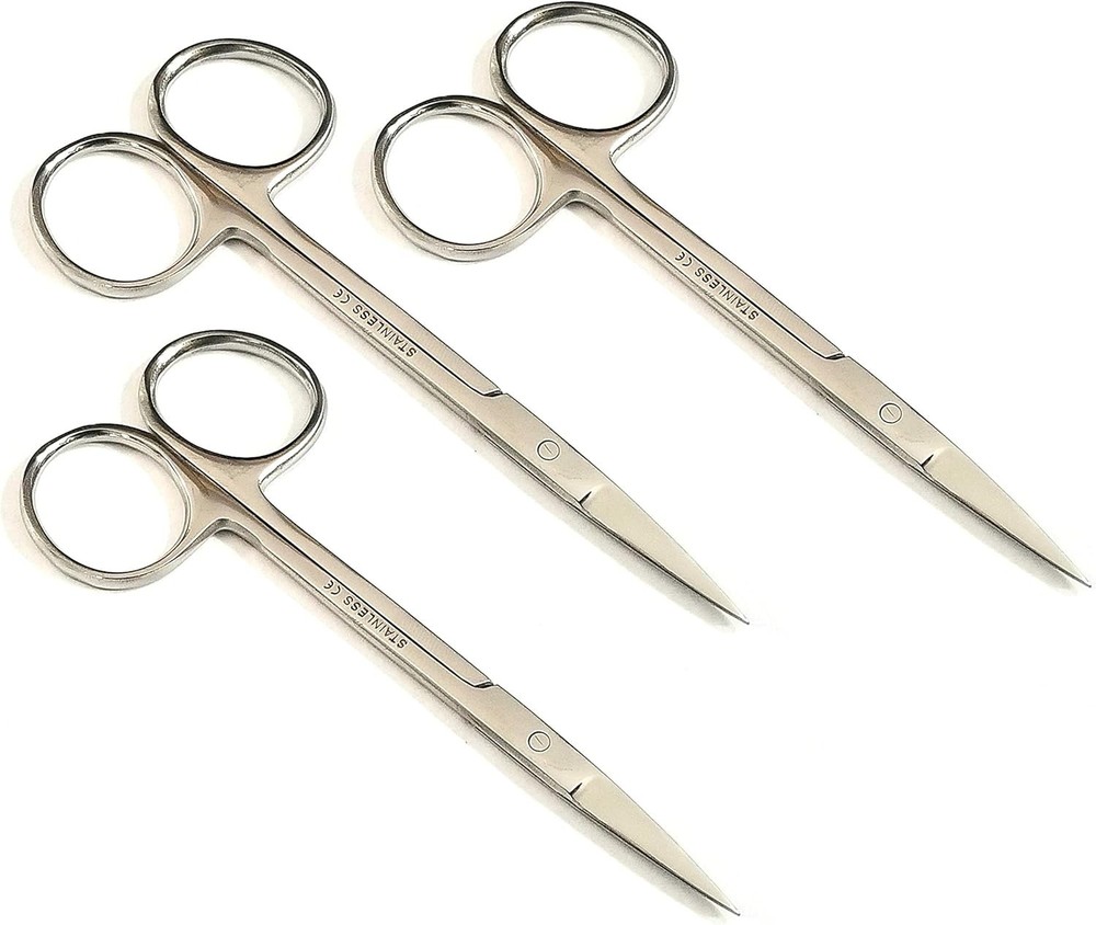3-Pack Iris Micro Dissecting Lab Sharp Scissors,4.5"(11.43cm)Fine Point Straight