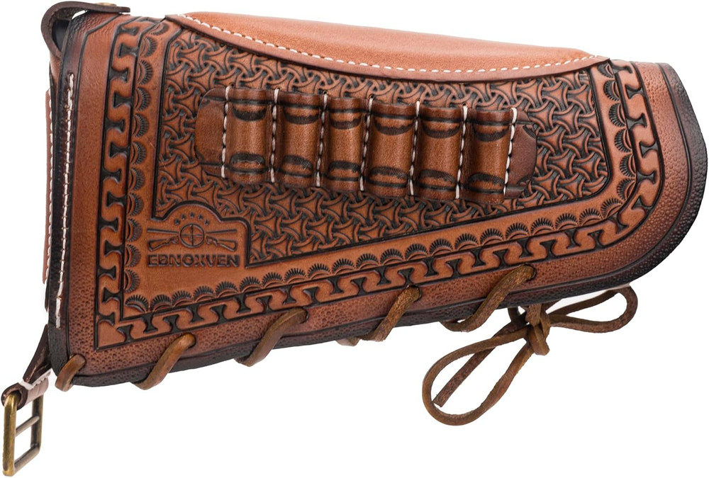 Leather Cheek Riser with Shell Holder for .308, 30-06, 270, 45-70 Rounds