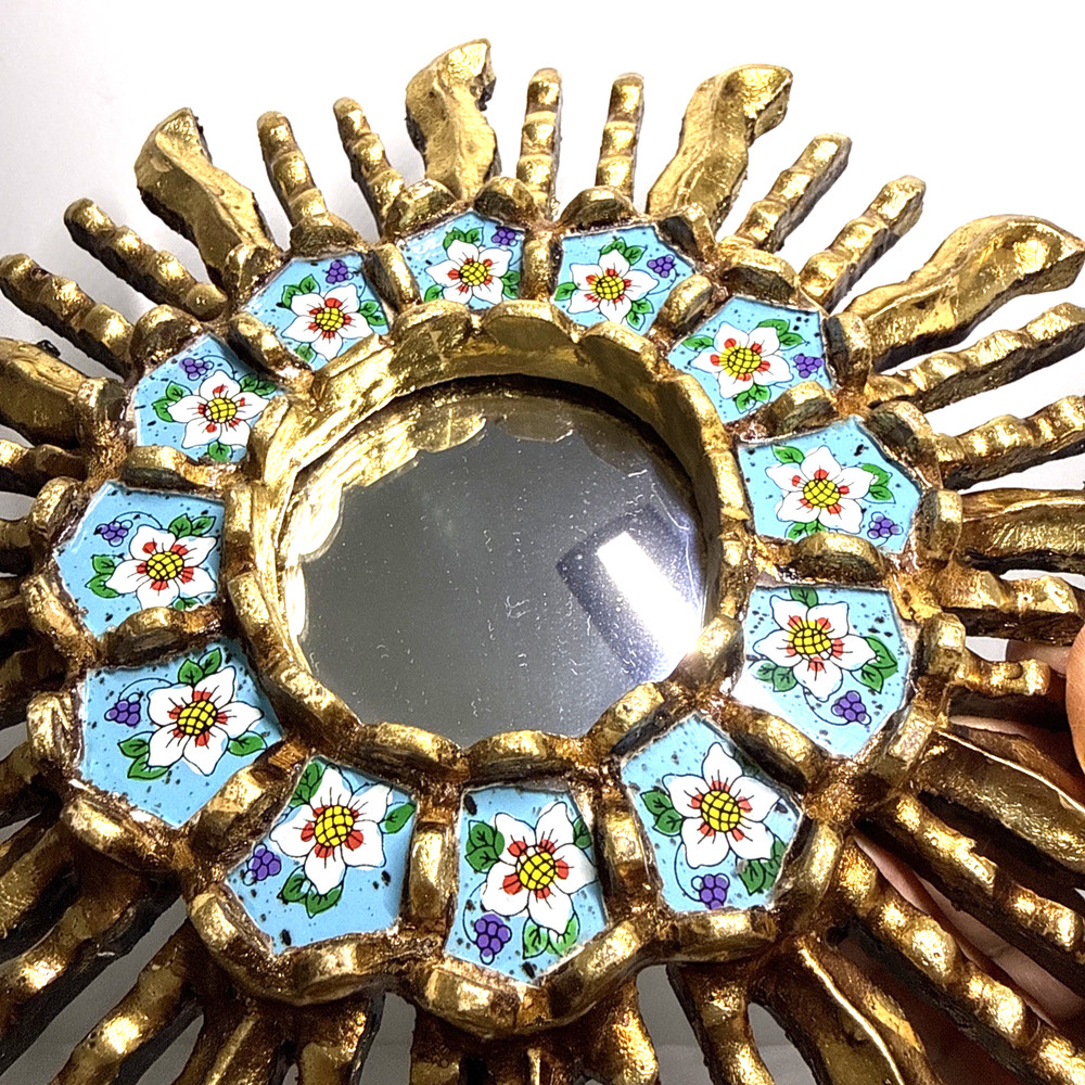 *Hand-Painted Peruvian Mirror: Boho Folk Wall Decor