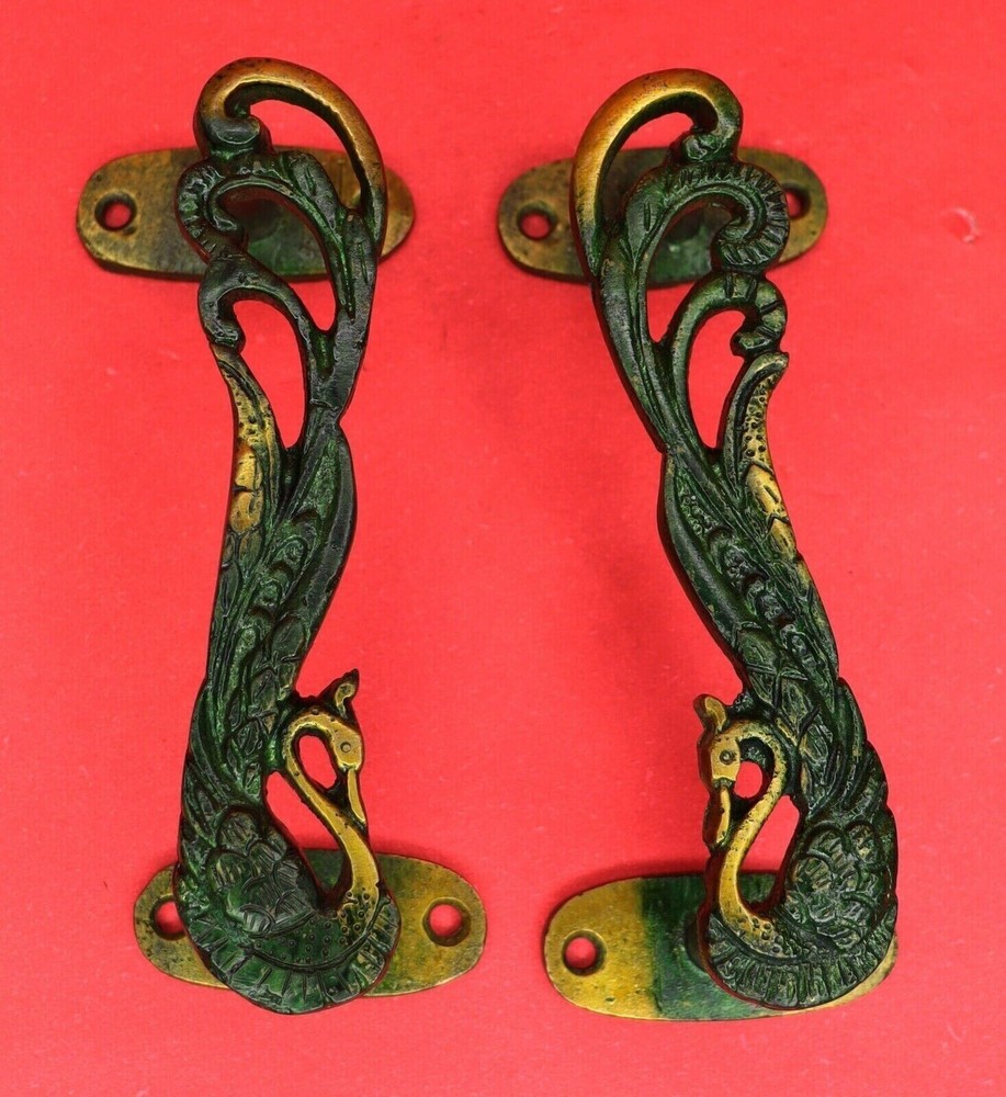 Peacock Shape Vintage Antique Style Handmade Brass Door Pull Handle Home Decor