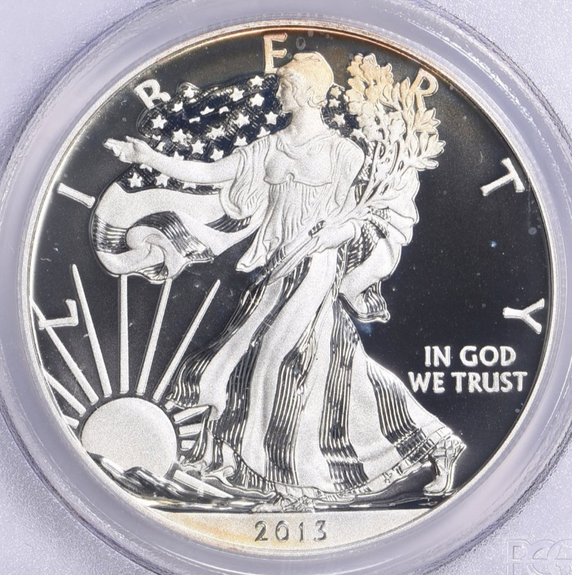 2013-W WEST POINT MINT SET SILVER EAGLE PCGS FIRST STRIKE ENHANCED MS70! TONED*