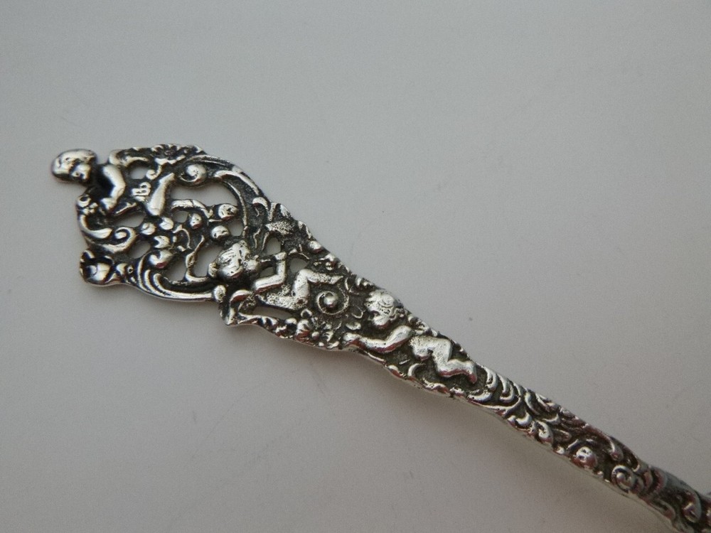 Swedish Silver Pastry Server Cherubs Roses 7 3/4" Gewe M