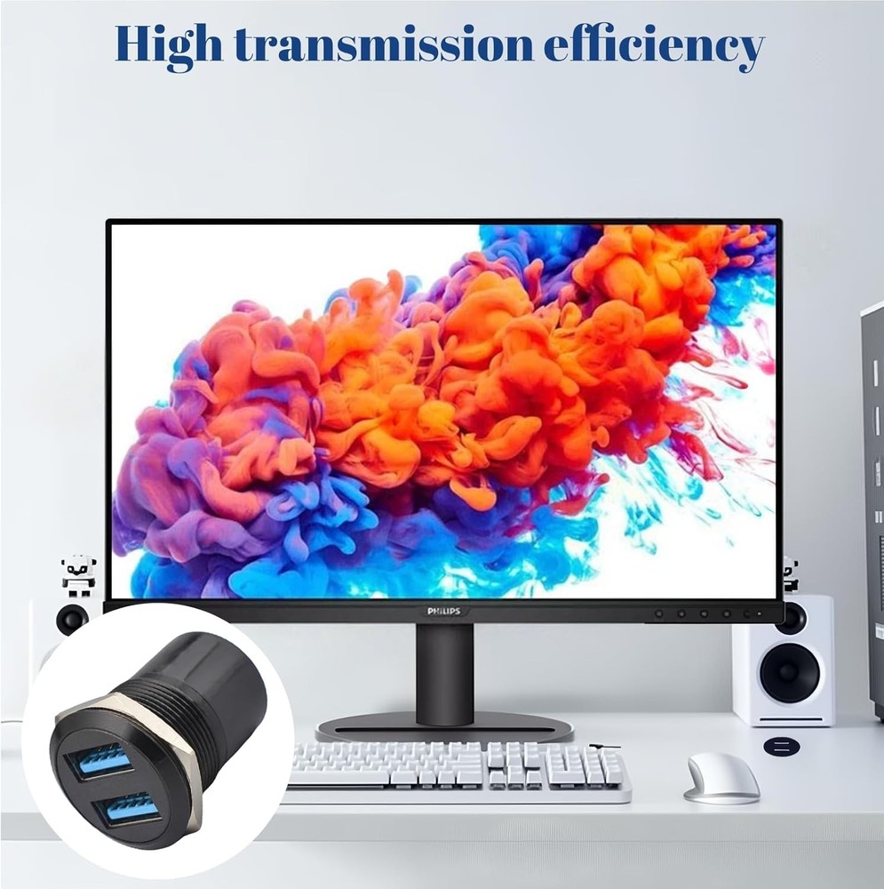 Danfetsoy USB 3.0 Panel Mount Adapter, D-Type Solderless Grey