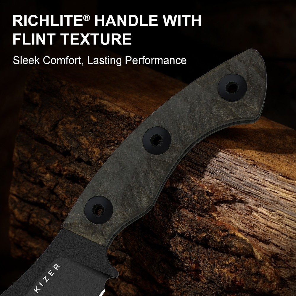 Kizer Rook Fixed Knife 10V Blade Richlite® Handle With Sheath 1090A1 Camping