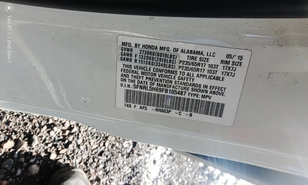 ODYSSEY 2015 Fuse Box Cabin 775673