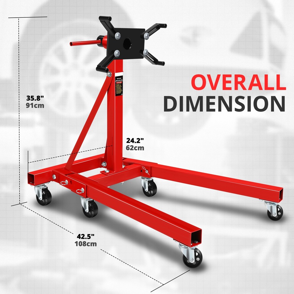 2000 LBs 360 Degree Adjuste Mounting Head Durable Stable Steel Engine Stand Red