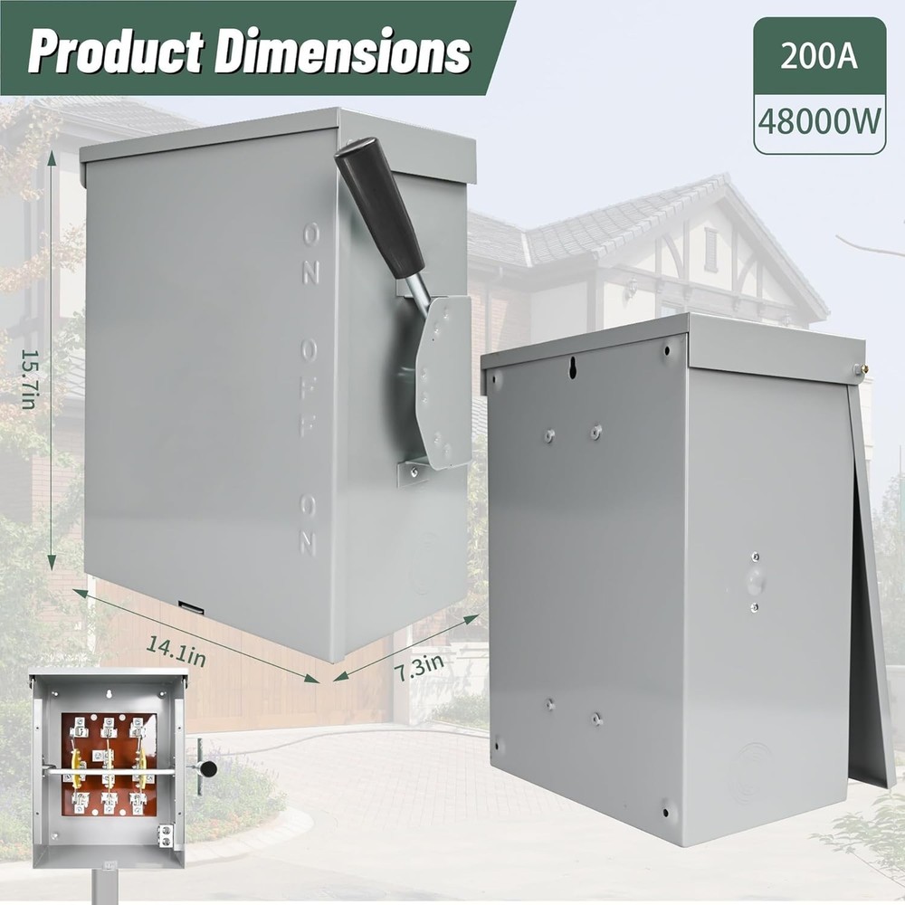 200-Amp Generator Transfer Switch, 3 Pole 120/240V Manual Transfer Switch