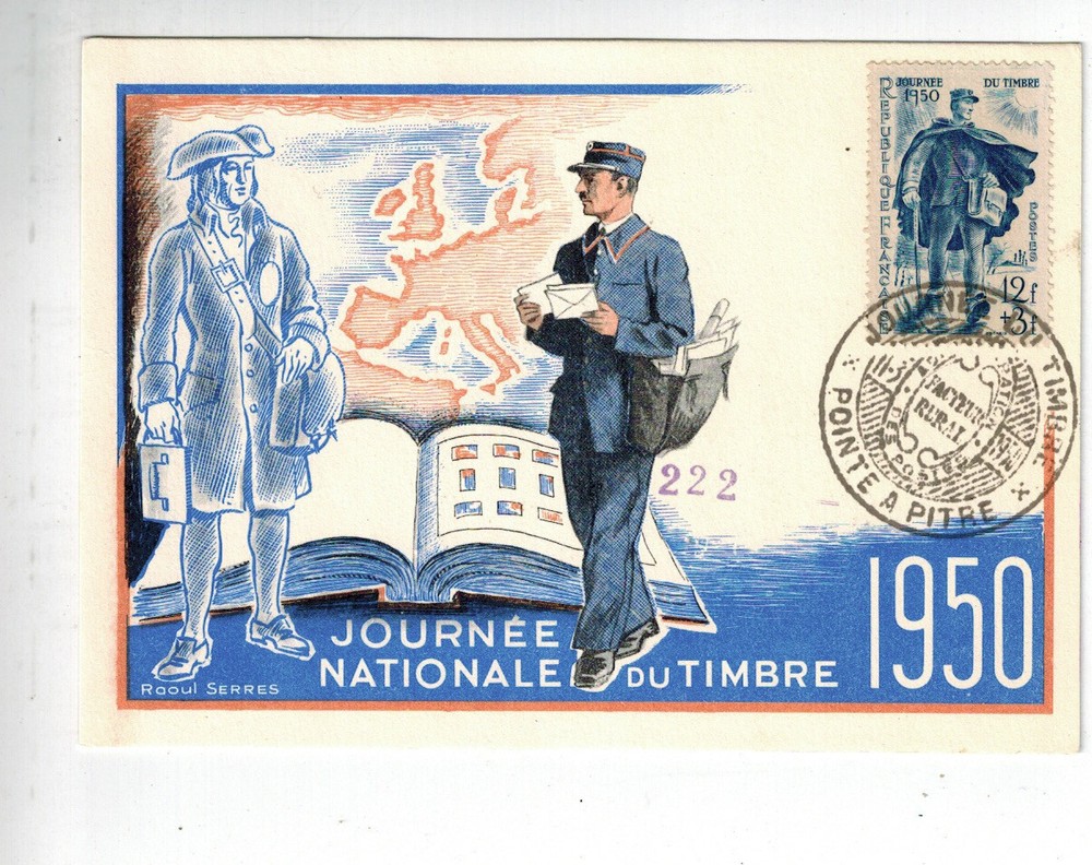 FDC card 1st day, stamp day 1950 Pointe à Pitre
