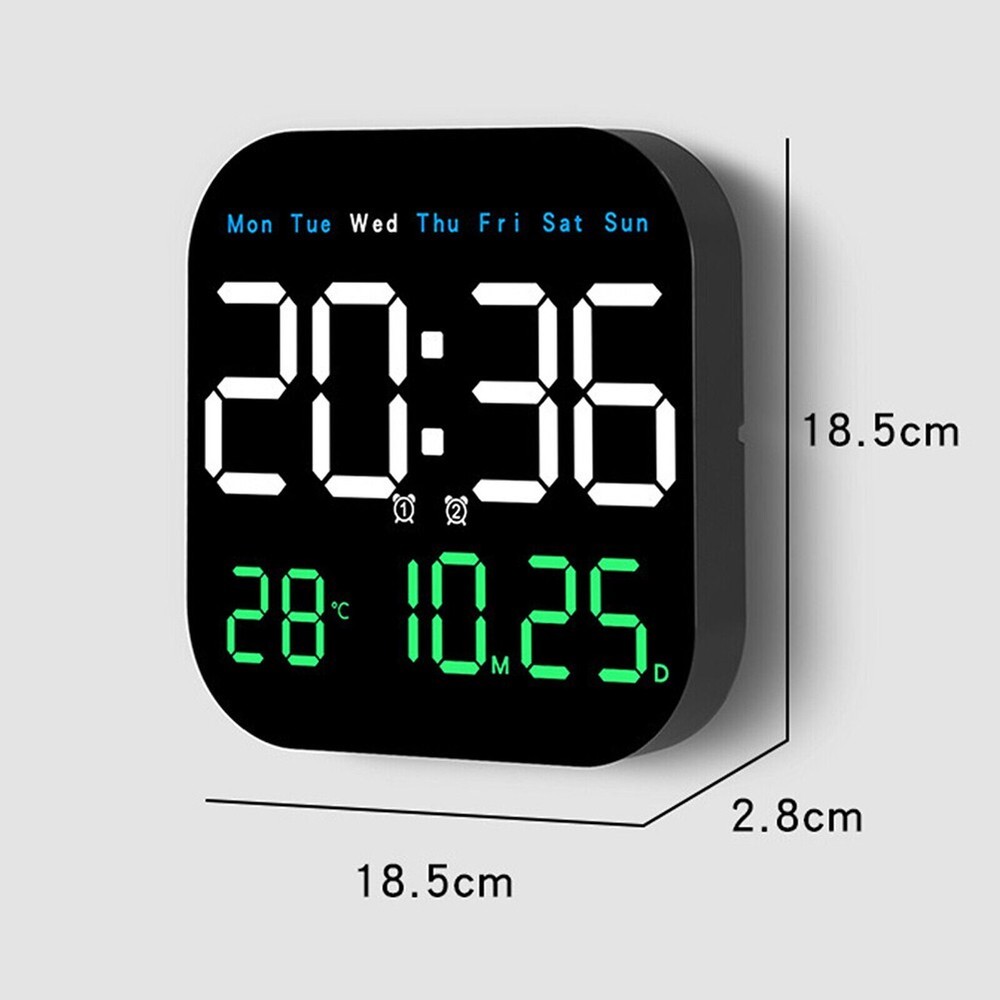 Adjustable LED Large Digital Wall Clock with Temperature and Date Display