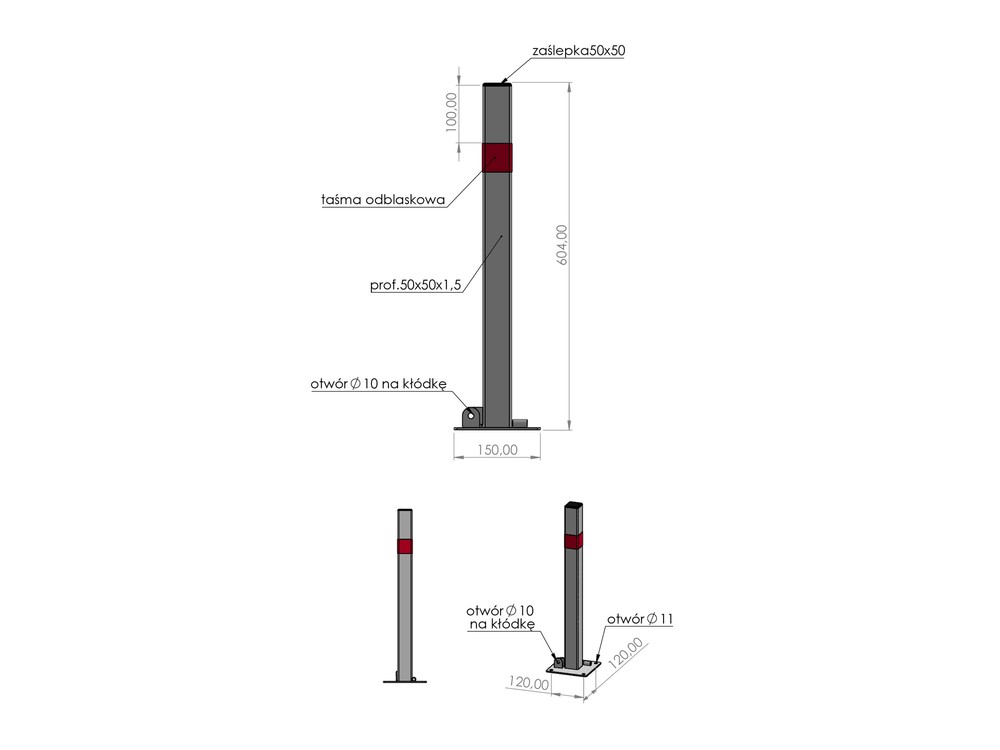 Yato Parking Post Fold Down Padlock 60cm YT-55757