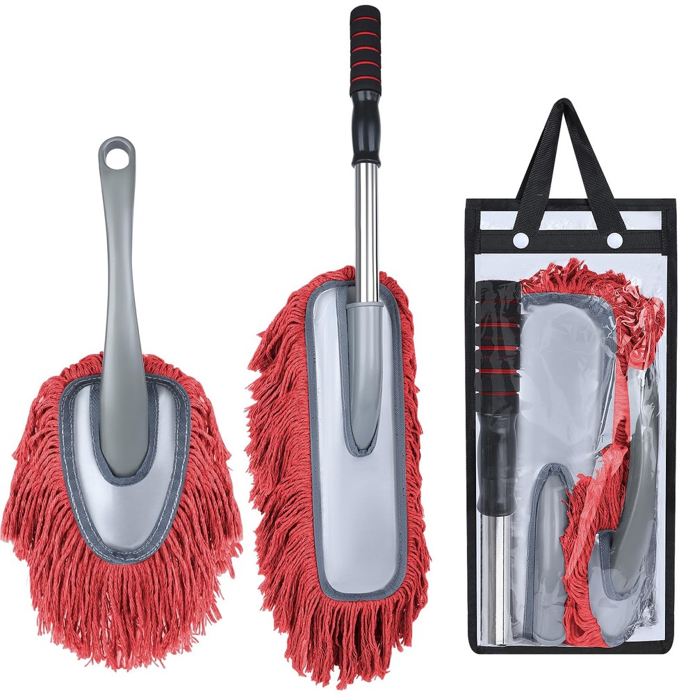IPELY 2 Pack Large Car Duster Exterior Scratch Free with Extendable Red