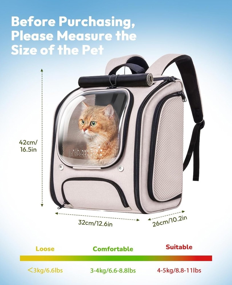 Cat Backpack Carrier, Large Space Cat Bubble Backpack, Breathable Cat Carrier, S