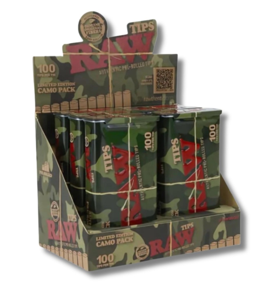 RAW Camo Pre- Rolled Tip Tin (Limited Edition) Full  Box