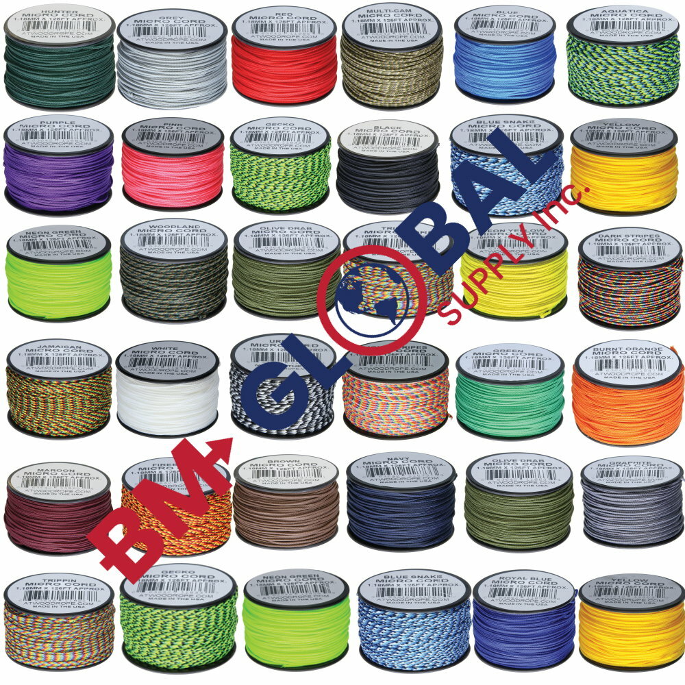 High Tech Braided Micro Cord 125ft Polyester/Nylon, Strength 100 lbs, USA Made &