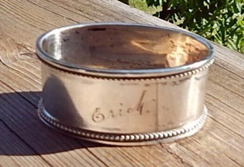 Antique Oval 875 Silver Napkin Ring "Erich" name engraving