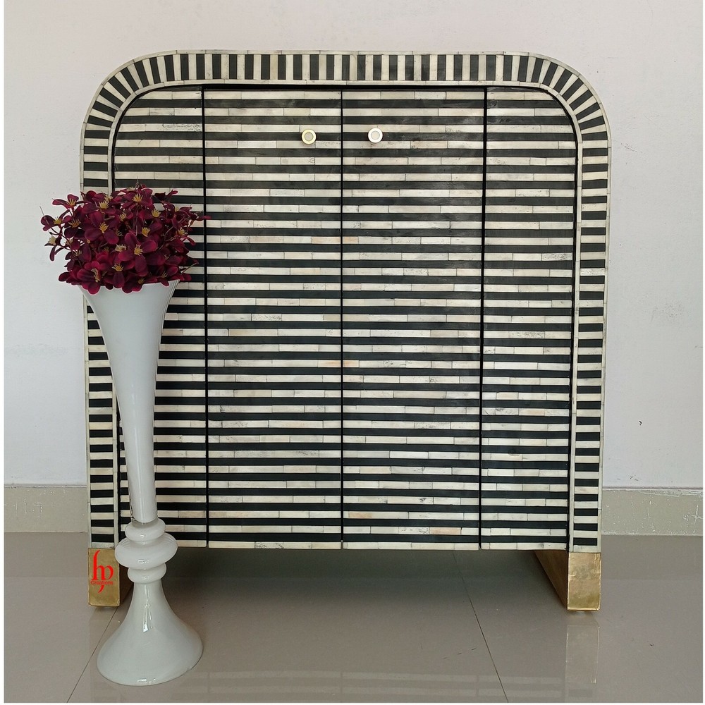 Handmade Bone Inlay Geometric Pattern Buffet| Cabinet for Home and Office Decor