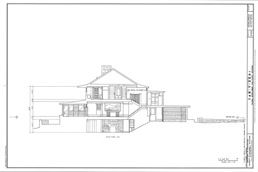 4 bedroom open plan home by Frank Lloyd Wright, printed architectural drawings
