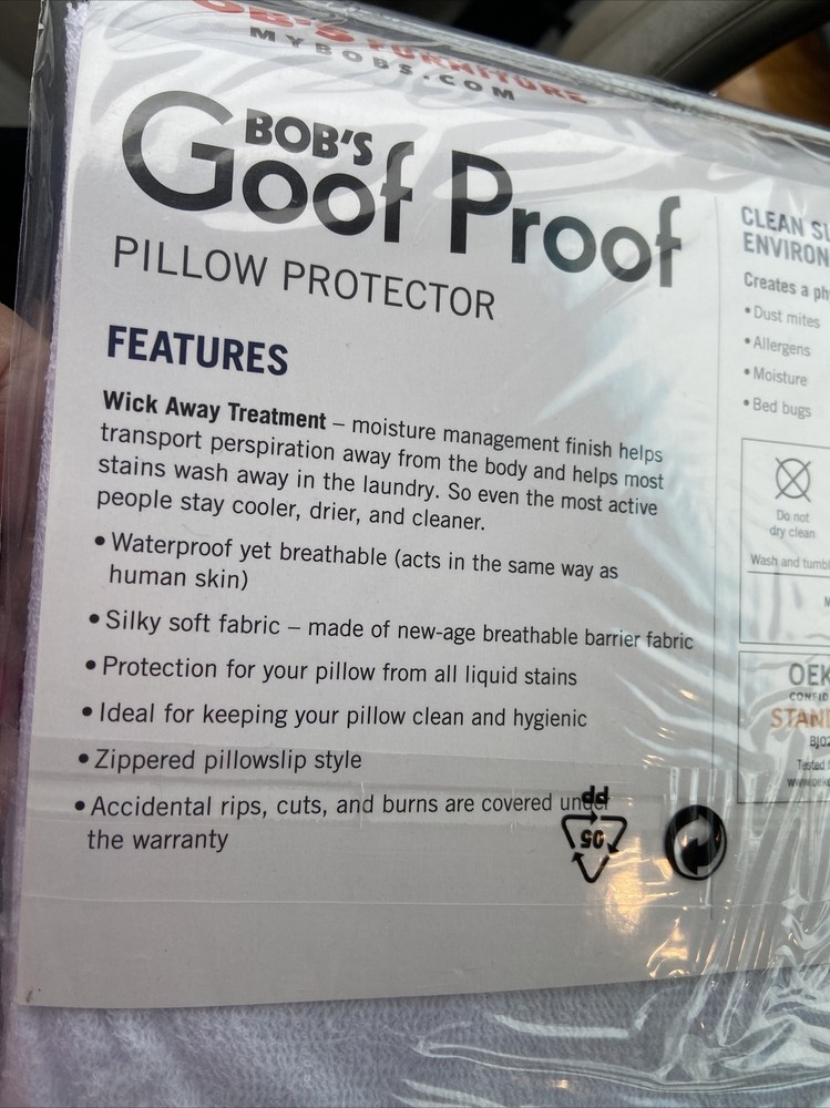 Bob’s Goof Proof King Size Pillow Protector New In Pkg