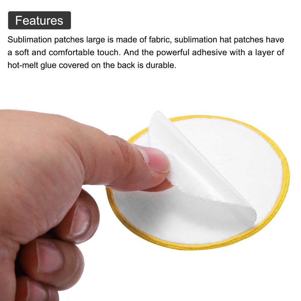 15pcs Sublimation Patch Blank Round White with Yellow Border