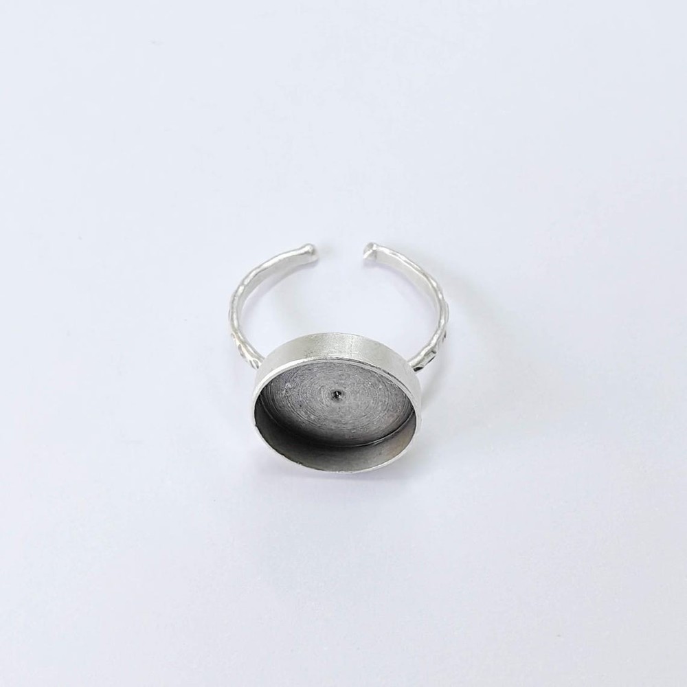 Ring Blank Setting Hammered Base Bezel inlay Backs Cabochon 14mm G37845